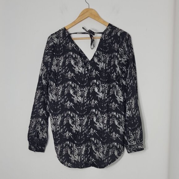 JACQUELINE de YONG Women's Black White Long Sleeve Button Front Blouse Size 40 - Picture 3 of 12